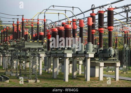 Isolators at an electrical substation, Bremen, Germany Stock Photo