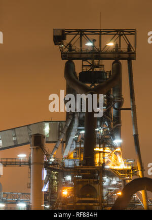 Night view of blast furnace equipment of the metallurgical plant Stock Photo