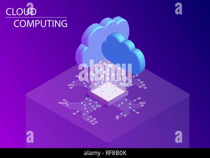 Cloud computing and as a service concept. 3d isometric vector illustration. Stock Vector