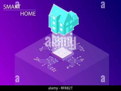 Smart home and connected home automation concept. 3d isometric vector illustration. Stock Vector