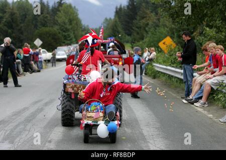 Parade, Fourth of July celebrations (Independence Day) in Gustavus: population 400, Alaska, USA, North America Stock Photo