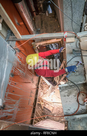Worker and tools, Reykjavik, Iceland Stock Photo