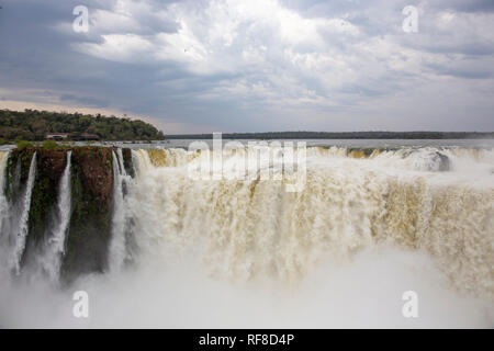 Falls Devil's Throat, Iguazu, Argentina part, sunset panorama, South America Stock Photo