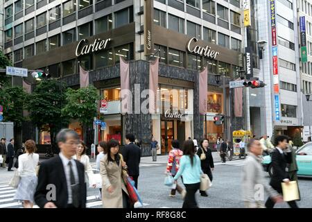 Cartier store on Chuo Dori Street, luxury shopping and entertainment district, Ginza, Tokyo, Japan, Asia Stock Photo
