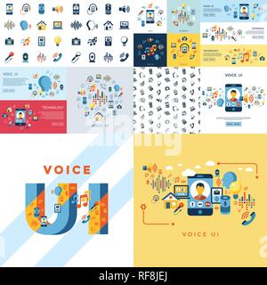 Digital vector voice control user interface and artificial intelligence icon set infographics Stock Vector