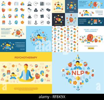 Digital vector neuro linguistic programming icon set Stock Vector