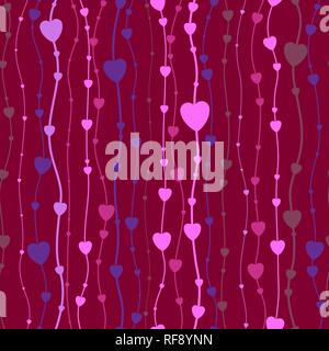 Abstract seamless background of hearts hanging from ropes Stock Vector