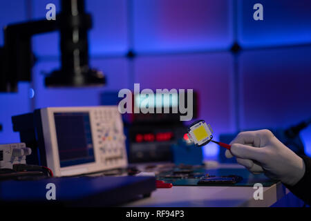 Chip On Board LED in industrial electronics lab Stock Photo