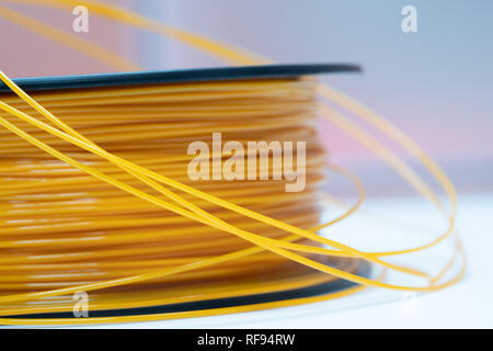 Spools of plastic filaments for 3D Printer Stock Photo