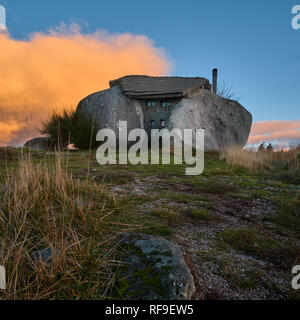 Fafe, Portugal - January 20, 2019 : Famous house of the boulder, considered by some the most strange building in the world Fafe, Portugal Stock Photo