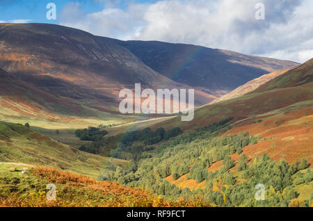 Wide view into Glen Roy in the Highlands of Scotland Stock Photo