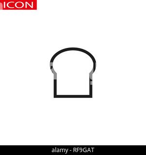 Toast icon. Sliced bread piece sign. Bakery symbol. Linear outline icon on white background. Vector. eps 10. Stock Vector