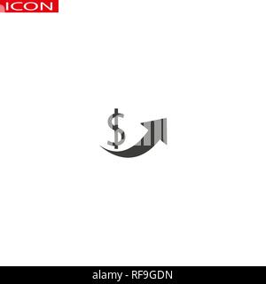 symbol icon logo dollar increase with black circle arrow up, business finance world. eps 10. Stock Vector