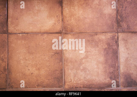 Textured background with ceramic bricks for the brown rustic floor Stock Photo