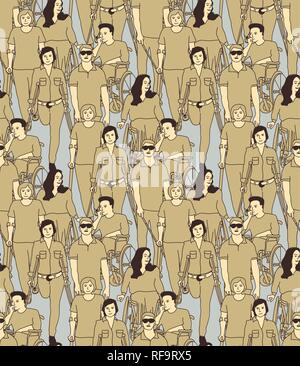 People with disabilities seamless pattern Stock Vector