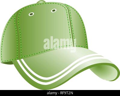 Green baseball cap icon. Flat symbol, isolate on a white background. Vector illustration, EPS10. Stock Vector