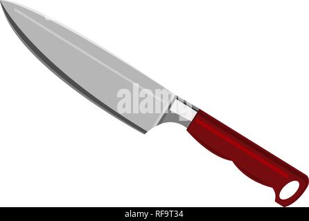 Cooking stainless steel knife isolated on white background. Vector illustration in flat style. EPS10. Stock Vector