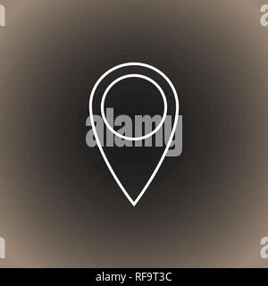 Outline location icon on black/dark gray and beige gradient background. Vector illustration, EPS10. Stock Vector