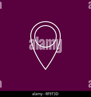 Outline location icon on crimson/purple/pink background. Vector illustration, EPS10. Stock Vector