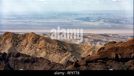 Spectacular landscape seen from the archeological site of Petra. Stock Photo
