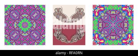 set of tribal lace ornament, ornamental geometric doily pattern Stock Vector