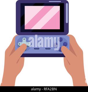 hands holding nintendo video game vector illustration Stock Vector