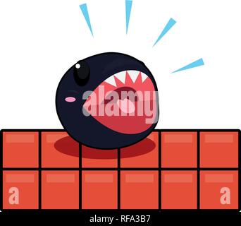 video game brick monster open mouth vector illustration Stock Vector