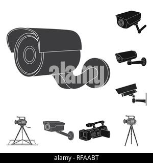Isolated object of camcorder and camera icon. Set of camcorder and dashboard stock symbol for web. Stock Vector