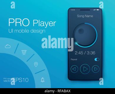 UI audio player templates templates in vector with design elements Stock Vector