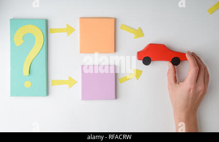 Color paper flow chart Stock Photo