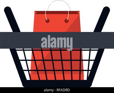 shopping basket with bag inside symbol Stock Vector