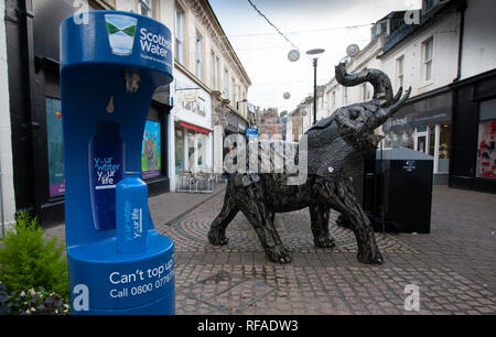 Public water fountain on Newmarket Street in Ayr. Stock Photo