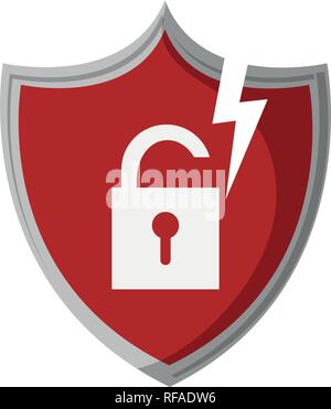 Shield with padlock on badge Stock Vector