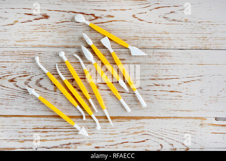 Selection of sugar crafting or fondant icing decorating tools. Stock Photo