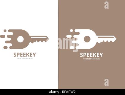 Vector fast key logo combination. Speed symbol or icon. Unique house and quick logotype design template. Stock Vector