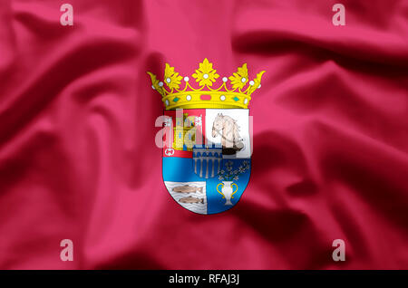 Segovia stylish waving and closeup flag illustration. Perfect for background or texture purposes. Stock Photo