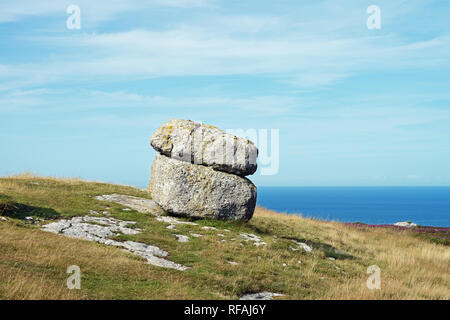 Glacial erratics on the Great Orme headland in North Wales are evidence that the area was covered by a glacier during the last Ice Age. Stock Photo