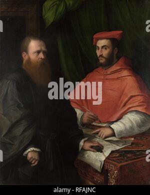 Cardinal Ippolito de' Medici and Monsignor Mario Bracci. Museum: National Gallery, London. Author: GIROLAMO DA CARPI. Stock Photo