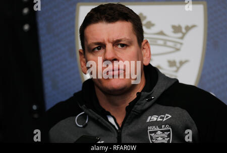 Old Trafford Stadium, Manchester, UK. 24th January 2019.   Betfred Super League 2019 Official Season Launch, Lee Radford Head Coach of Hull FC    Credit: Touchlinepics/Alamy Live News Stock Photo