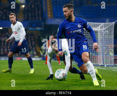 London, England - January 24, 2019. Chelsea's Eden Hazard during during Carabao Cup Semi- Final 2nd Leg between Chelsea and Tottenham Hotspur at Stanford Bridge stadium, London, England on 24 Jan 2019 Credit: Action Foto Sport/Alamy Live News Stock Photo