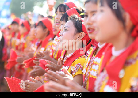 Yangon, Myanamr. 25th Jan, 2019. Myanmar ethnic people are seen during the opening ceremony of Myanmar Ethnics Culture Festival in Yangon, Myanamr, Jan. 25, 2019. Credit: U Aung/Xinhua/Alamy Live News Stock Photo