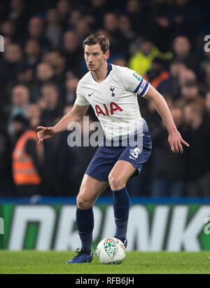 London, UK. 24th Jan 2019. Jan Vertonghen of Spurs during the Carabao Cup Semi-Final 2nd leg match between Chelsea and Tottenham Hotspur at Stamford Bridge, London, England on 24 January 2019. Photo by Andy Rowland. Credit: Andrew Rowland/Alamy Live News Stock Photo