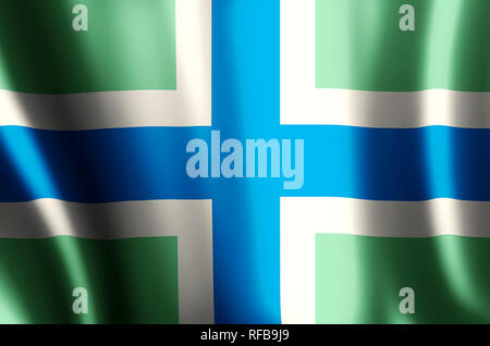 Severn Cross stylish waving and closeup flag illustration. Perfect for background or texture purposes. Stock Photo