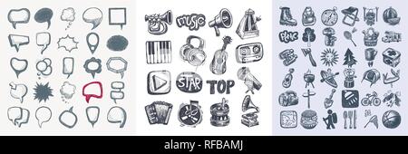 sketch doodle icon collection Stock Vector