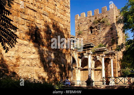 Hadrian's Gate Kaleici old quarter, Antalya. Mediterranean coast. Turkey Stock Photo