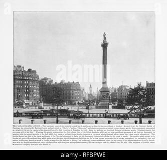 Trafalgar Square, London, Antique London Photograph, 1893 Stock Photo