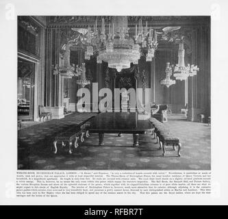 Throne Room, Buckingham Palace, London, Antique London Photograph, 1893 Stock Photo