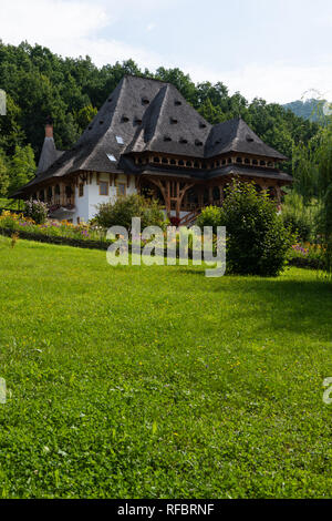 Barsana Monastery Architectural Detail - Traditional Building (Maramures, Romania). Stock Photo