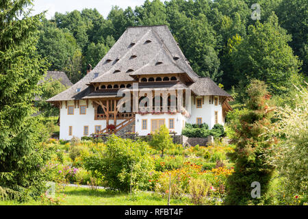 Barsana Monastery Architectural Detail - Traditional Building (Maramures, Romania). Stock Photo