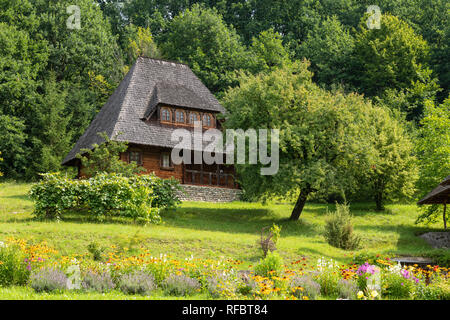 Barsana Monastery Architectural Detail - Traditional Building (Maramures, Romania). Stock Photo